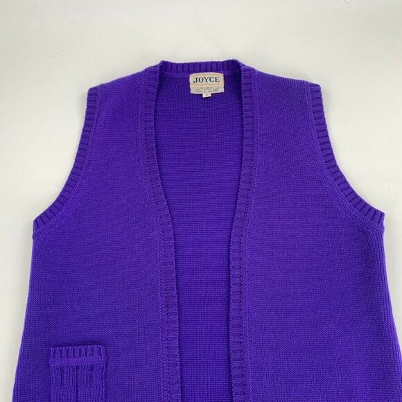 Vintage Joyce Sweater Vest Womens Sz S Purple Wool Open Front 60s 70s‎ Hippie - Picture 7 of 8